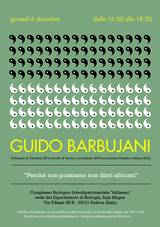 locandina del seminario dal titolo "Perchè non possiamo non dirci africani" che sarà tenuto dal Prof. Guido Barbujani